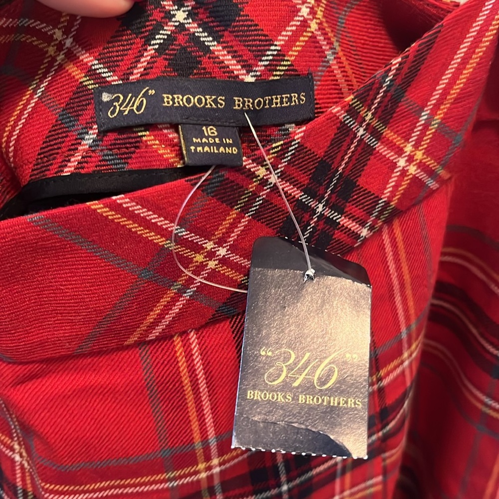 NWT RED PLAID WOOL 346 BROOKS BROTHERS SKIRT SIZE 16 - Picture 3 of 6